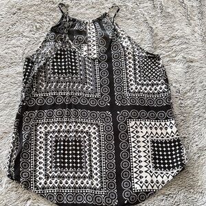 BCX Black & White Geometric Halter Camisole